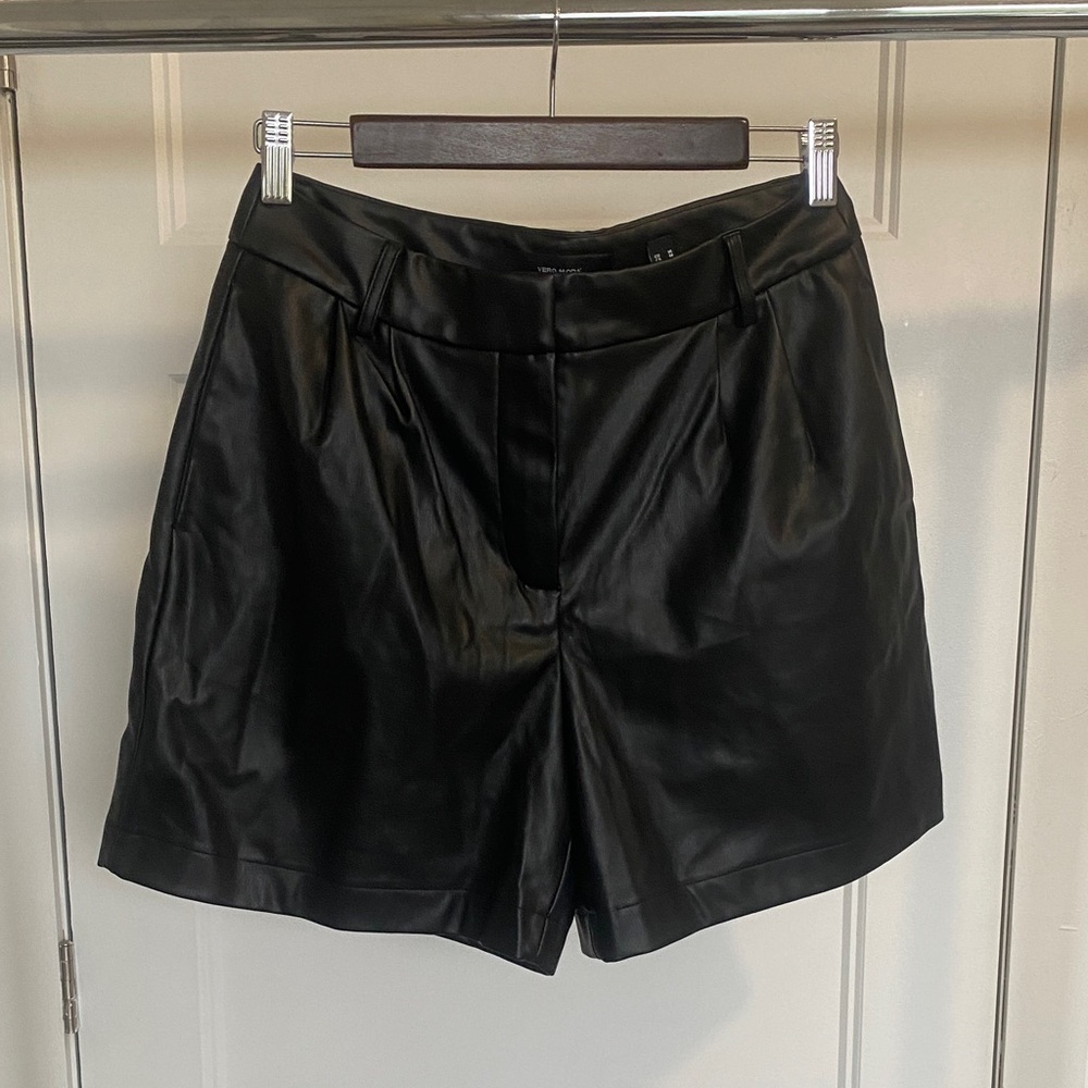 Vero Moda Black Faux Leather Tailored High-Waist Shorts